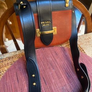 Prada Original Black and Brown Leather Belt Bag
